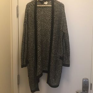 Caslon oversized knit cardigan, navy/white, size L